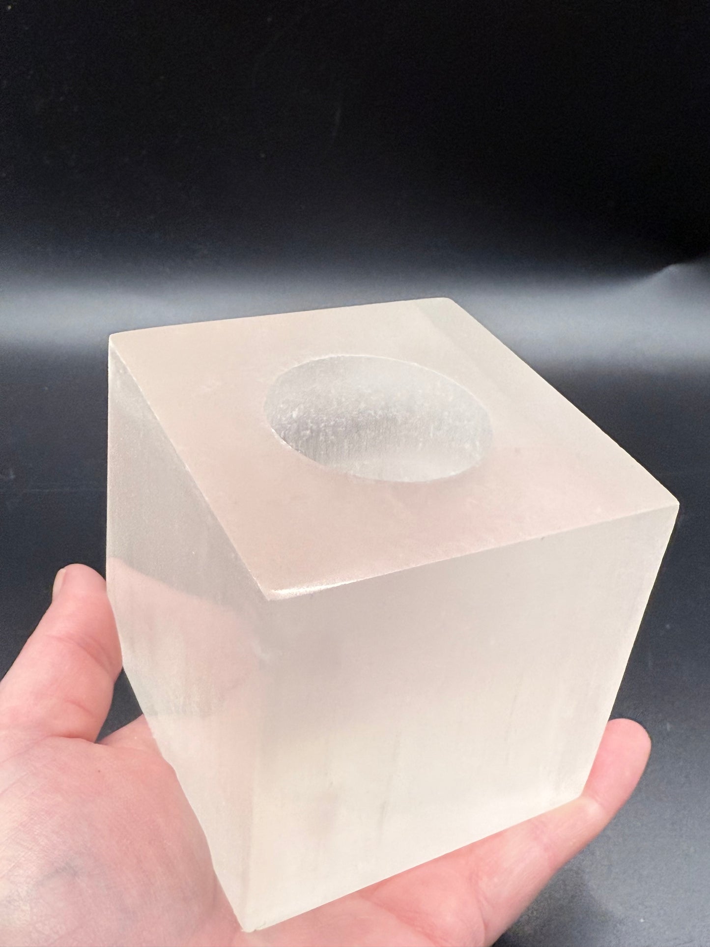 Selenite Cube Candle Holder