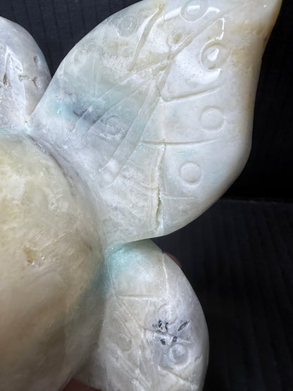 Caribbean Calcite Butterfly Skull Carving | 1.2kg | 14 × 12cm