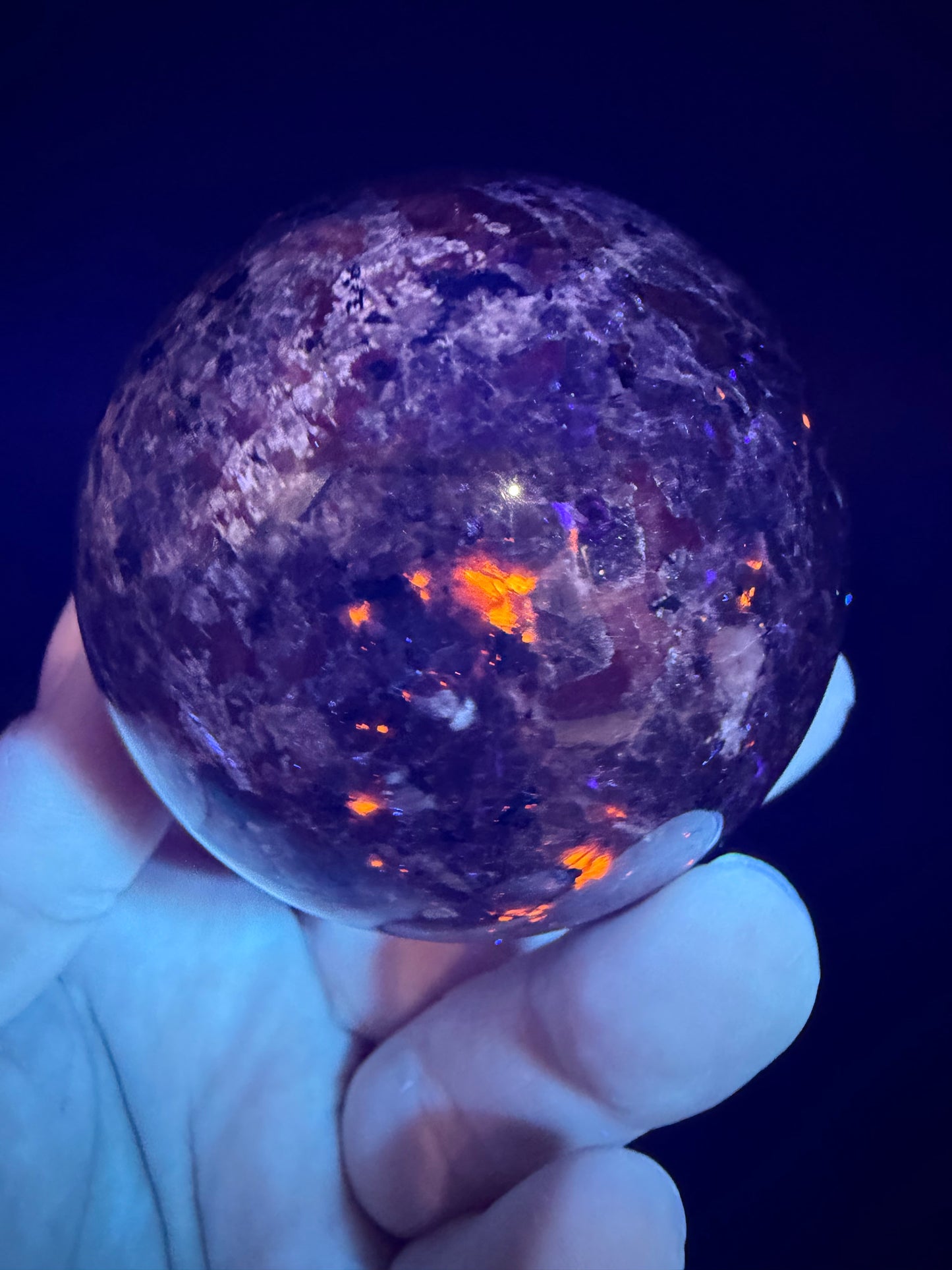Yooperlite Sphere – UV Reactive Orange Glow