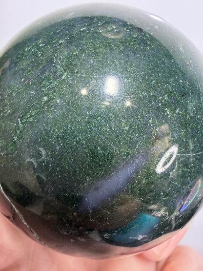 Moss Agate Sphere – 500g | 7.1cm