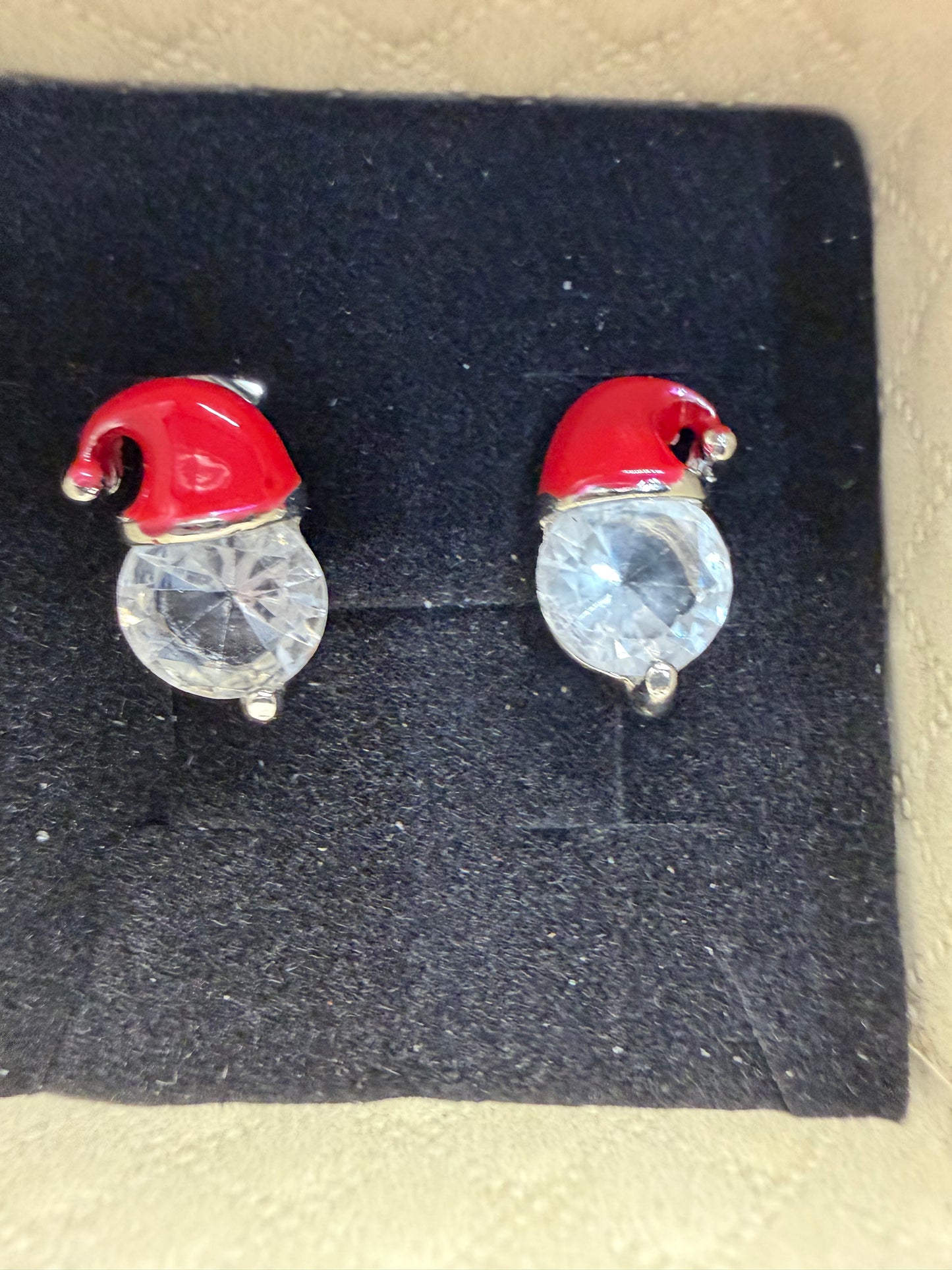 Santa Hat Crystal Stud Earrings – Gift Box Included