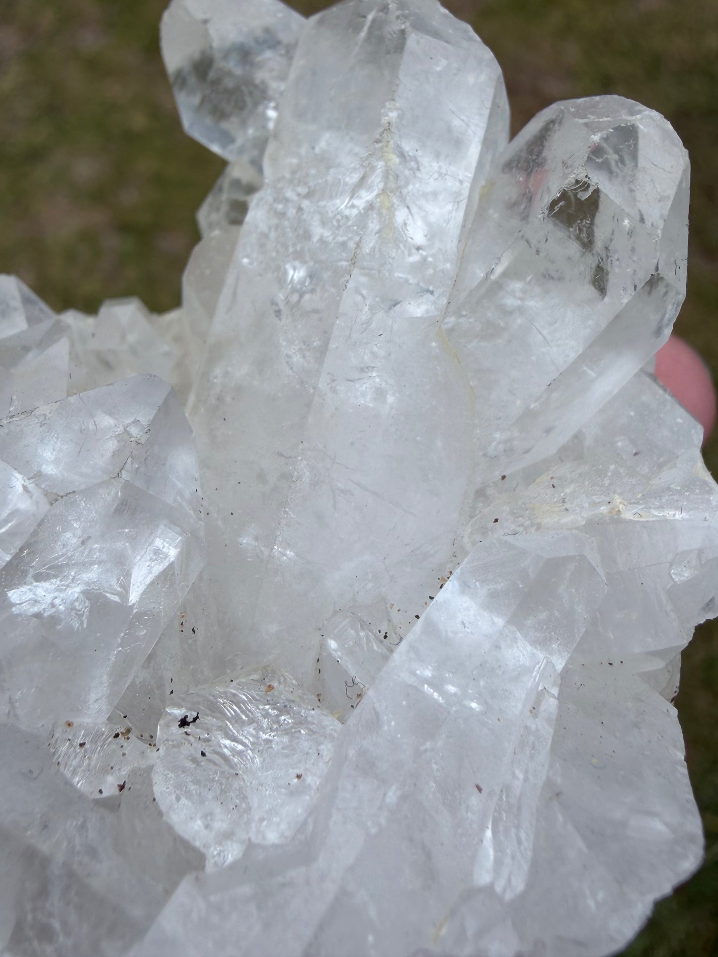 Clear Quartz Cluster on Stand (Brazil) – 308g | 14 × 6cm