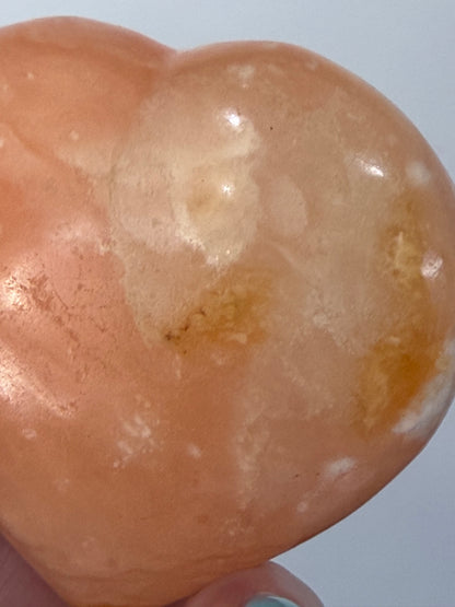 Orange Calcite Heart with Stand – 133g E 6.7cm