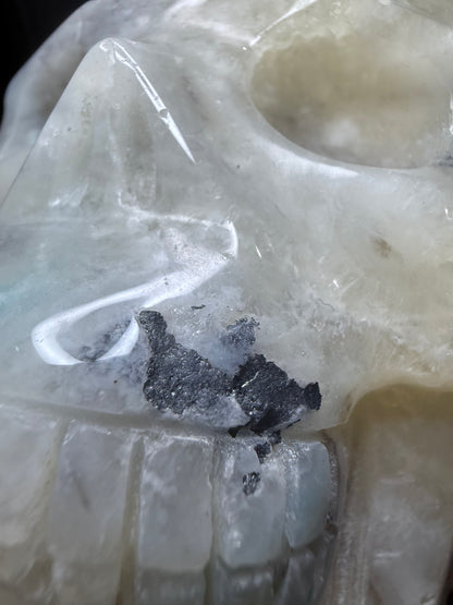 Caribbean Calcite Butterfly Skull Carving | 1.2kg | 14 × 12cm