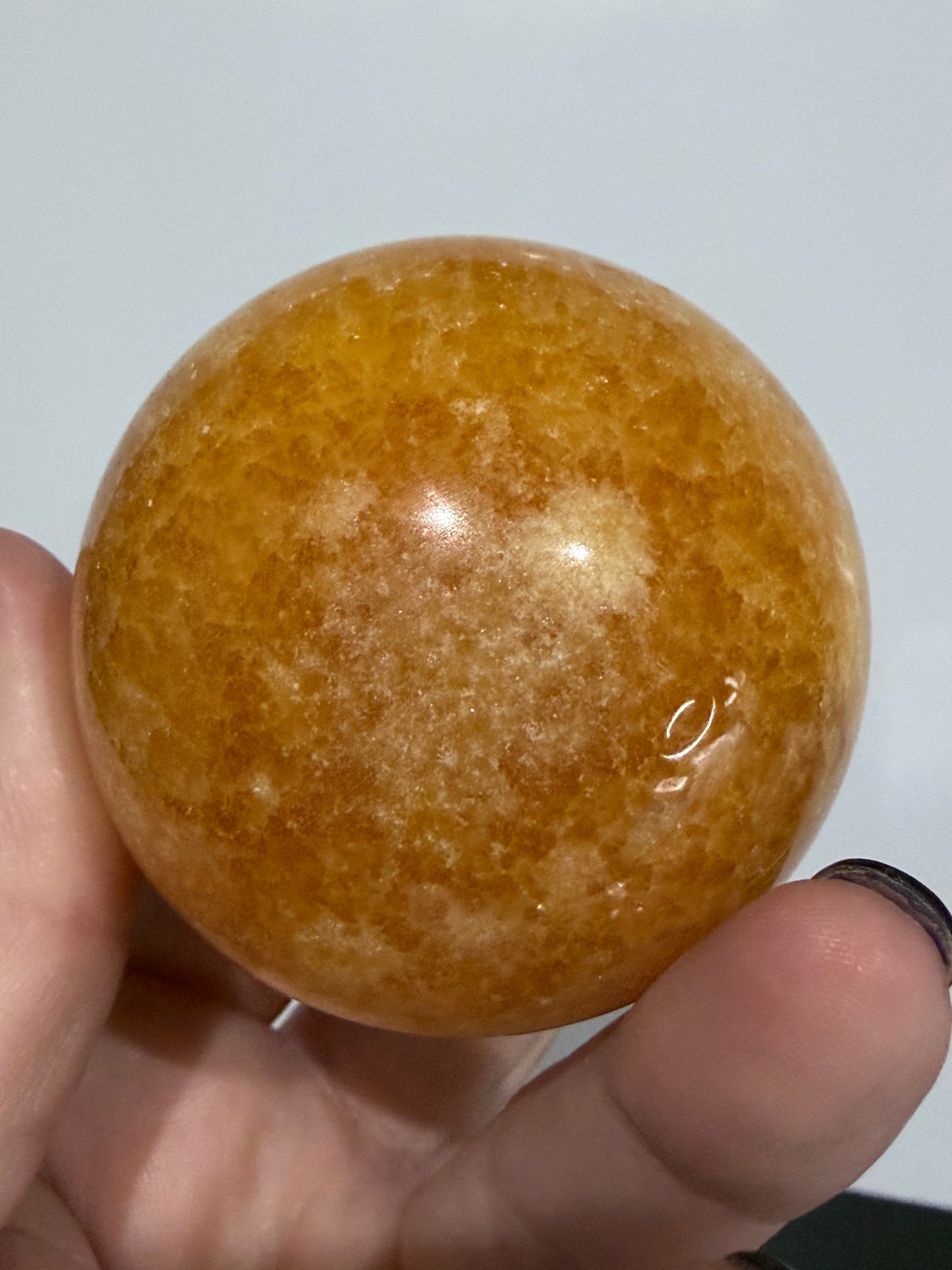 🍊 Orange Calcite Sphere – 5.6 cm | 260 g