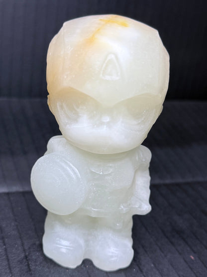 White Calcite with Honey “Captain America” Carving (10cm | 300g)