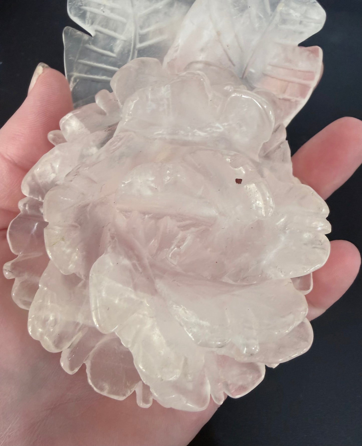 Rose Quartz Rose Carving with Light Base – 14.5 × 8.5 cm | 457g