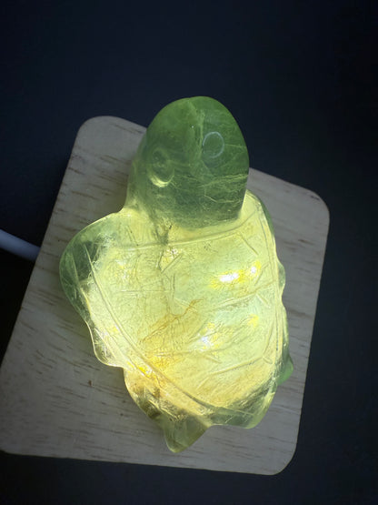 Fluorite Turtle Carving with Dendritic Inclusions