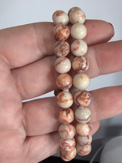 8mm Red Vein Jasper Bracelet Natural Jasper | Strength, Grounding & Stability