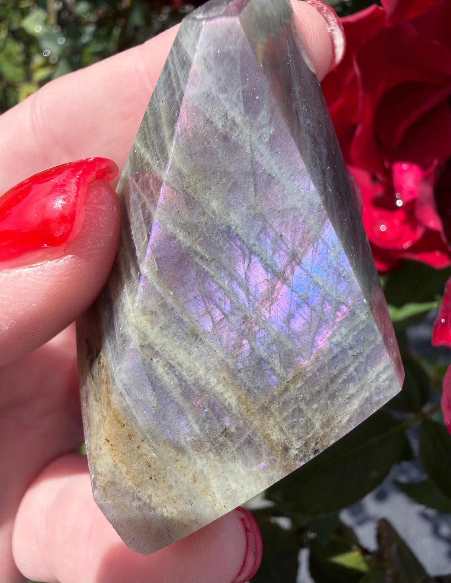 Labradorite Crystal Freeform – Purple & Pink Flash A