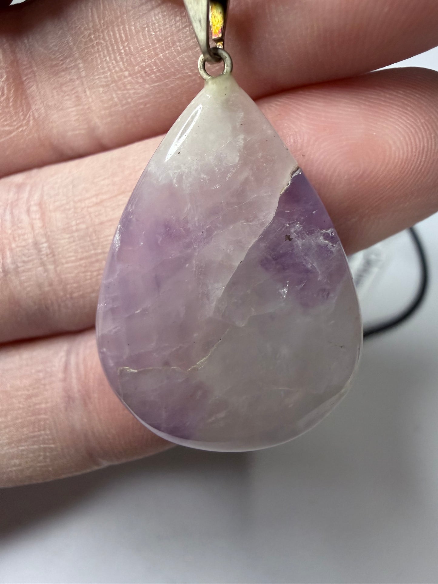 Chevron Amethyst Teardrop Pendant Necklace