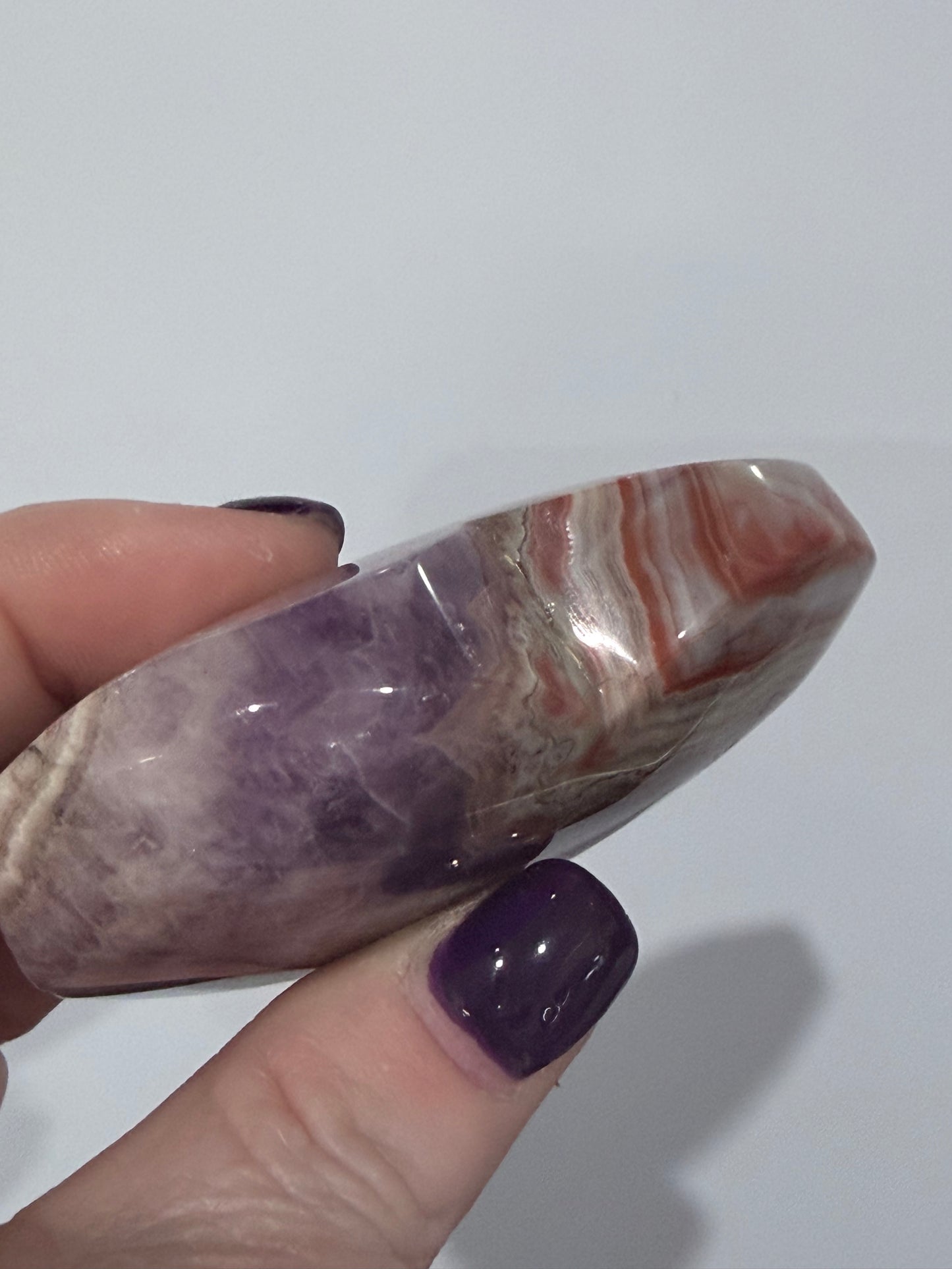 Amethyst & Agate Banded Heart – Self-Standing | 7.2 × 6.6 cm | 146g C