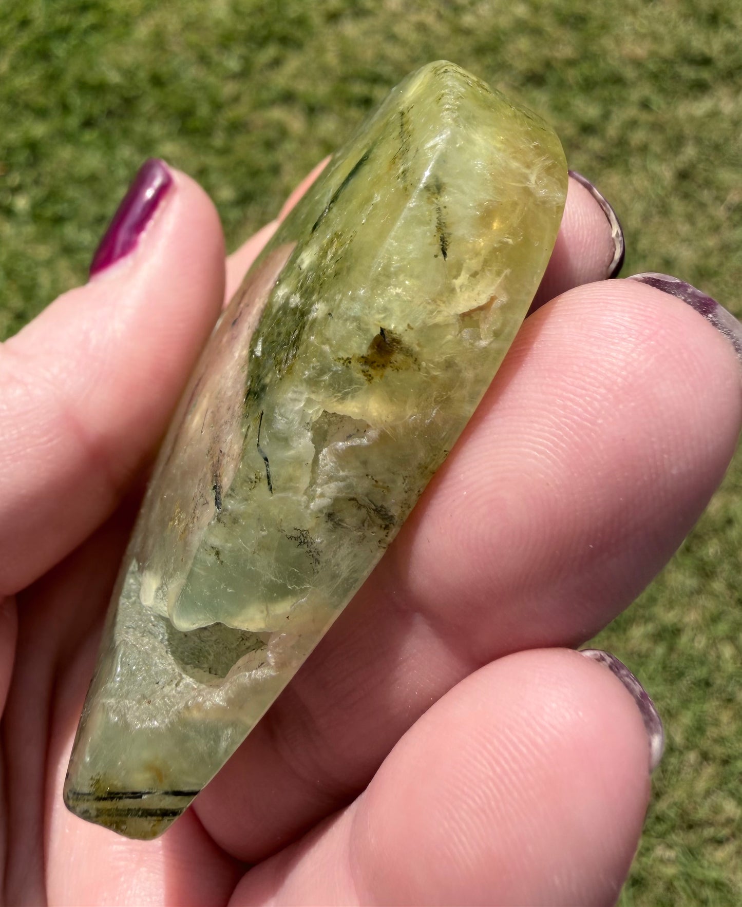 Prehnite with Black Tourmaline Heart