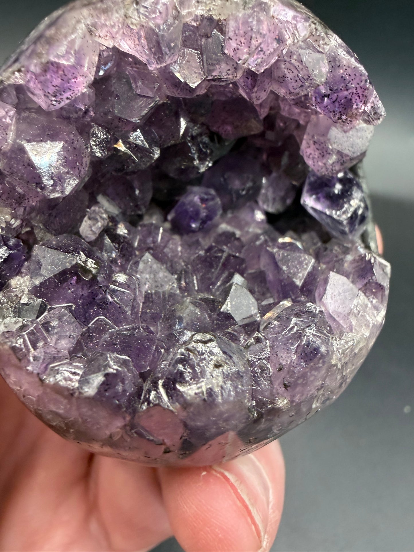 Amethyst Geode Sphere – A Grade (Rare Green Banding) B