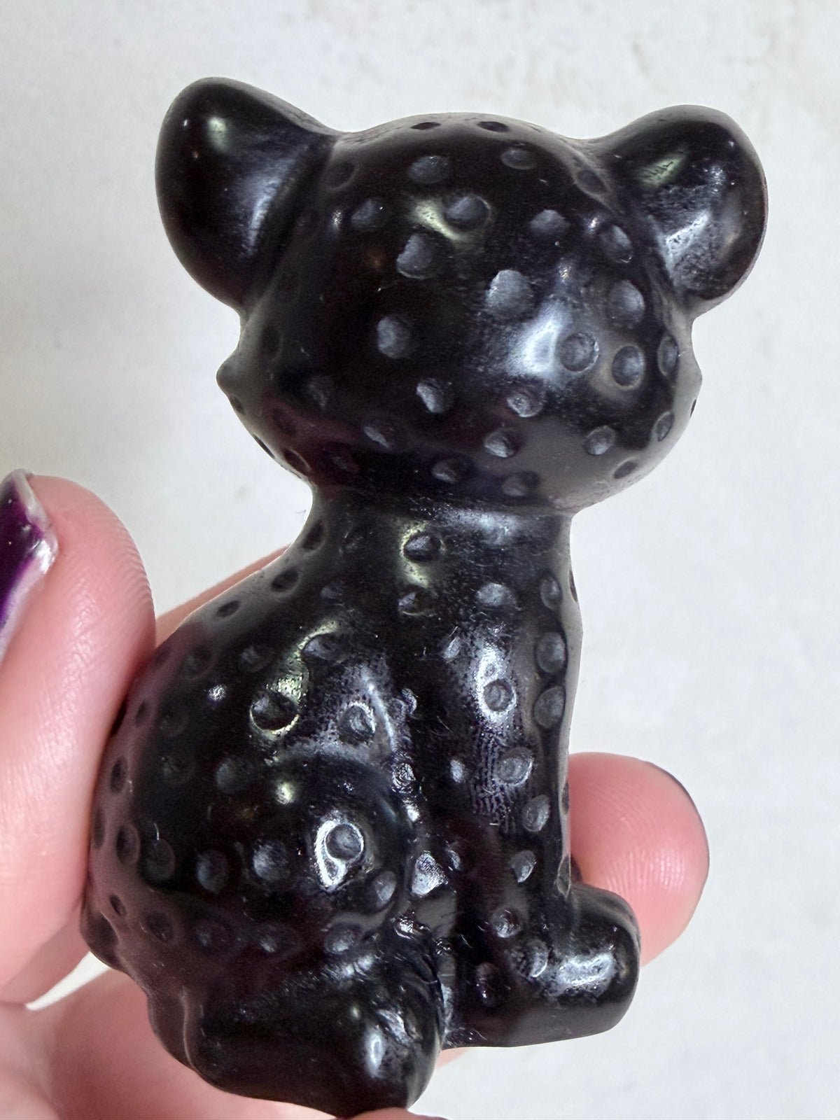 Black Obsidian Leopard Cub Carving – 6.2cm