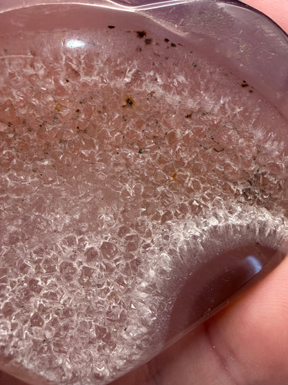 Pink Agate Druzy Heart (58g, 6.5 x 5.2cm),