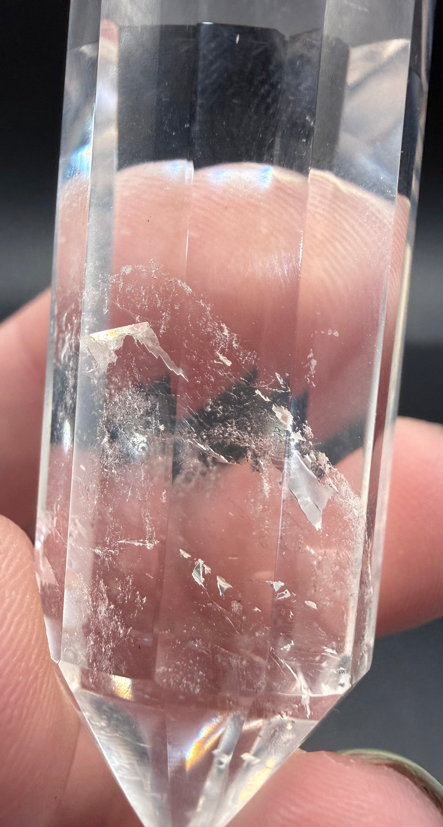 Clear Quartz Vogel Wand with Phantoms – 50 g | 7.2 × 4 cm