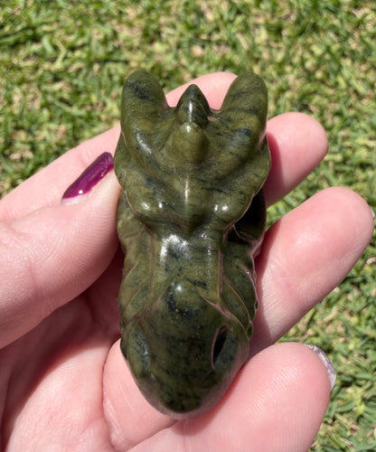 Serpentine Jade Dragon Head Carving
