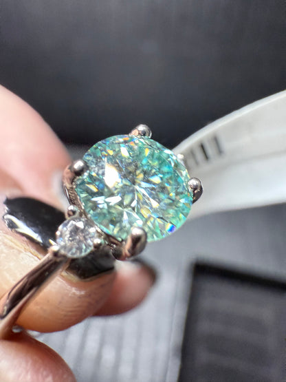 Green Moissonite Diamond Ring