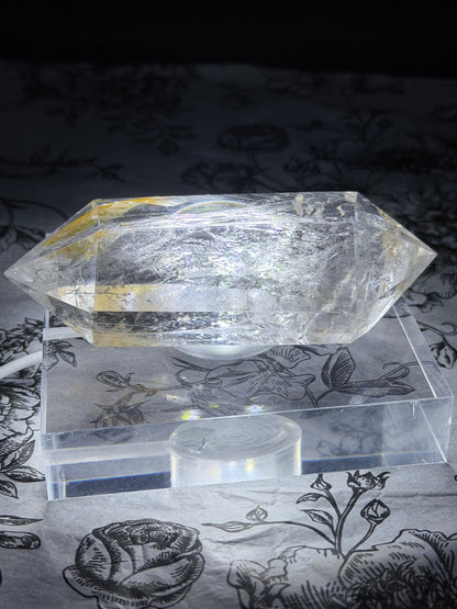 Clear Quartz Double Terminated Point with Golden Healer Inclusion (190g)