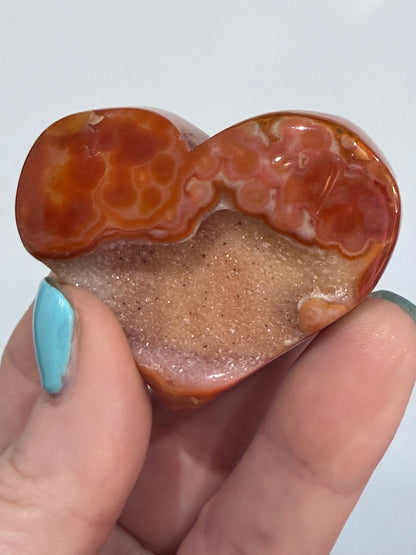 Carnelian Agate Druzy Heart A -