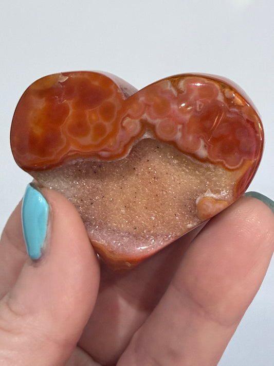 Carnelian Agate Druzy Heart A -