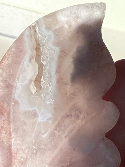 Flower Agate Butterfly on Gold Stand