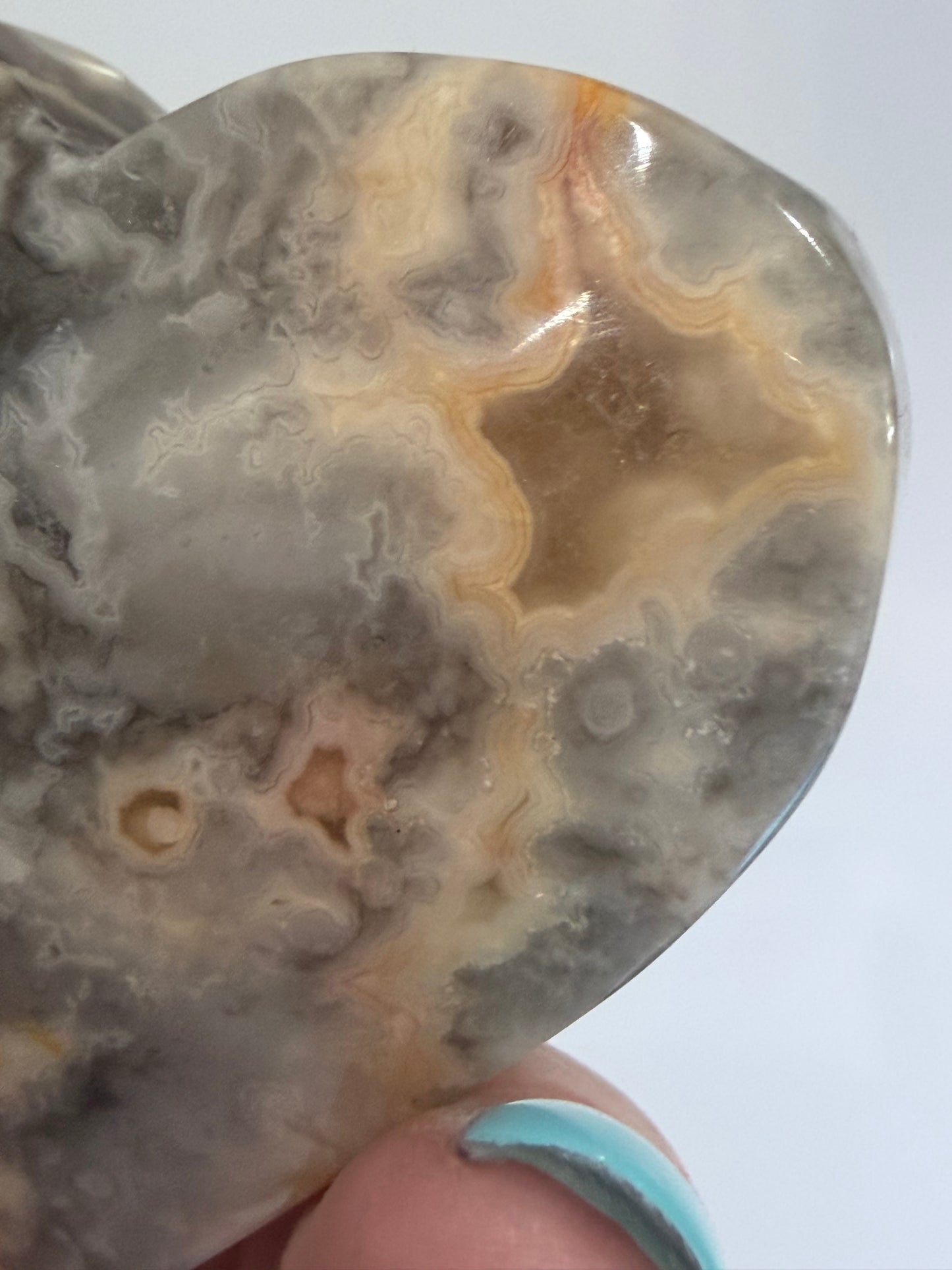 Crazy Lace Agate Free Standing Heart - 5.6cm