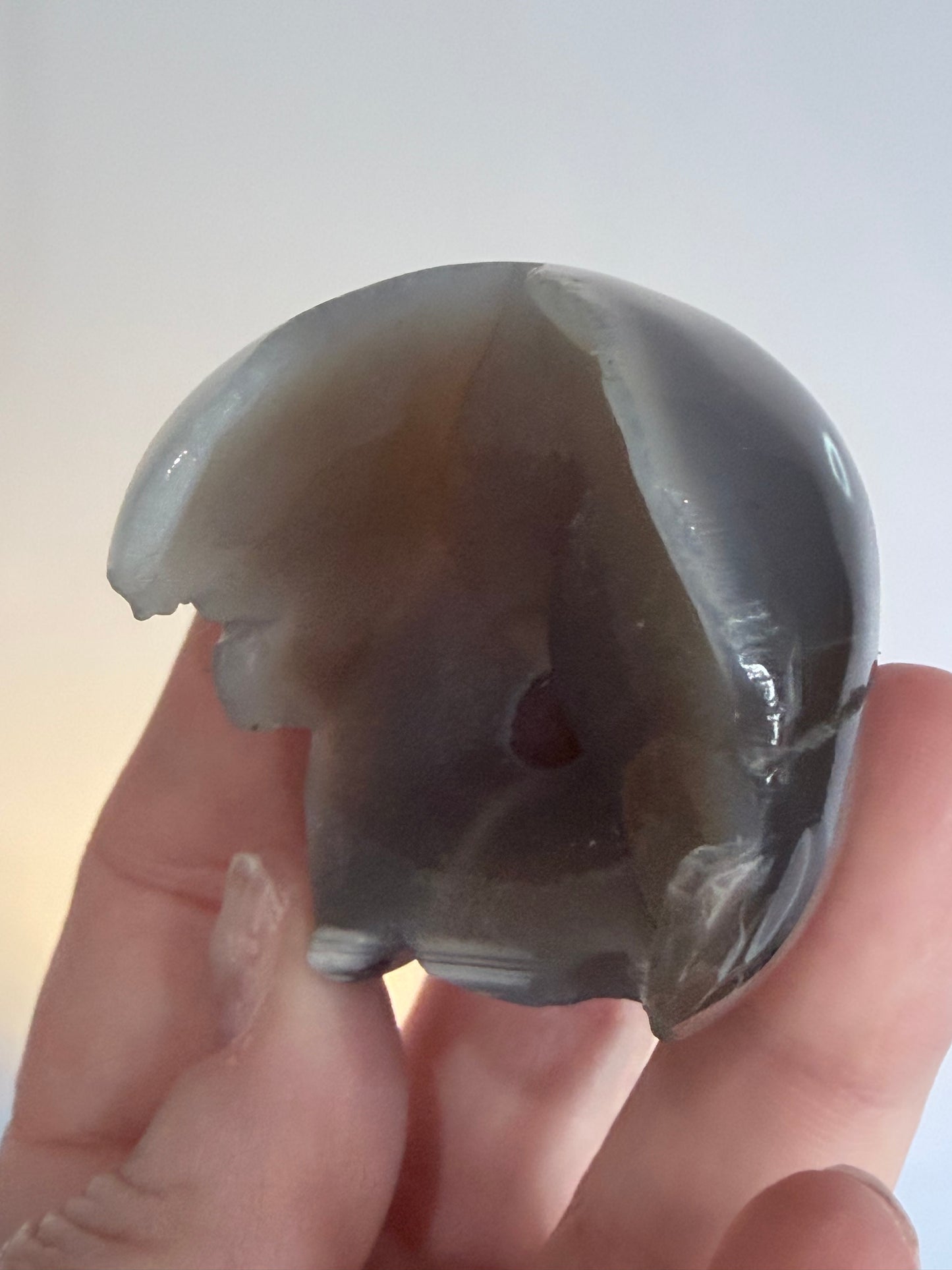 Agate Skull with Sugar Druzy Base – 6.5cm | 106g