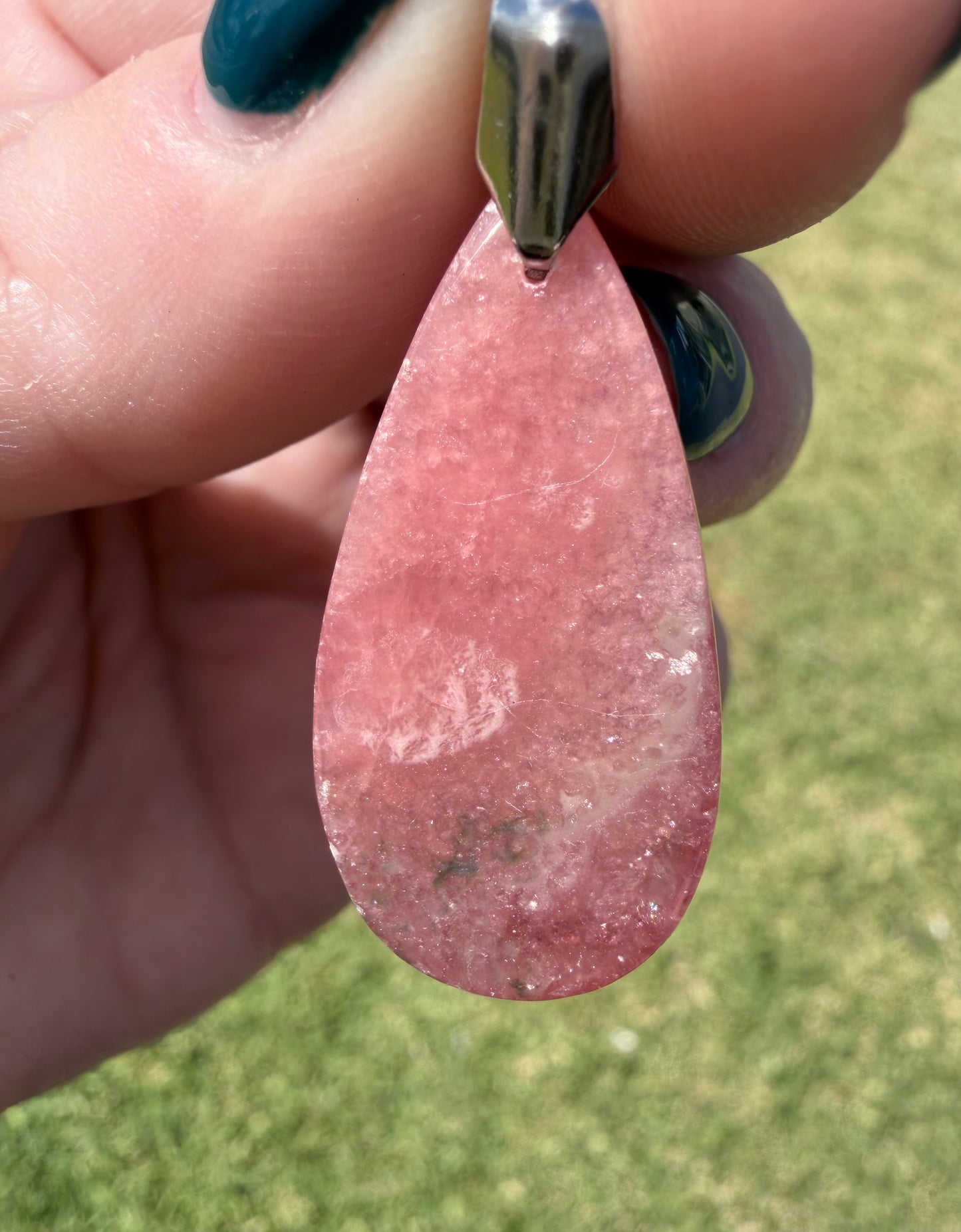 Rhodochrosite Pendant Necklace – 50cm Rope Chain (Gift Box Included)