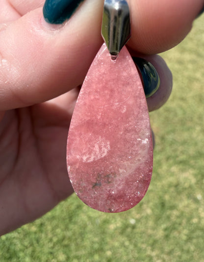 Rhodochrosite Pendant Necklace – 50cm Rope Chain (Gift Box Included)
