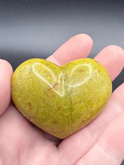 Green Opal Puffy Heart