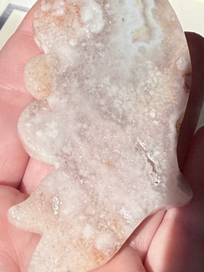 Flower Agate Butterfly on Gold Stand