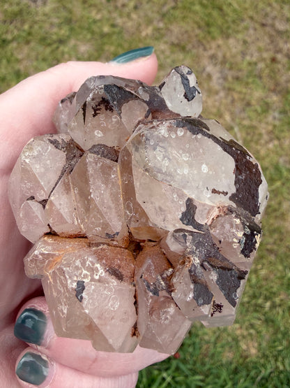 Hematoid Clear Quartz Cluster (Iron-Stained Quartz) – 222g | 6.2 × 5cm