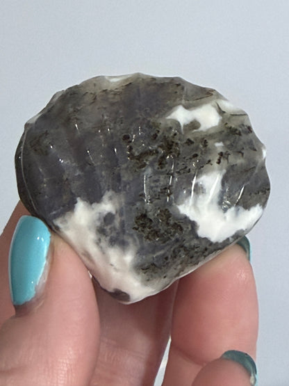 Moss Agate Clam Shell –