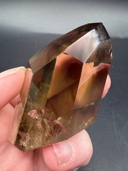 Smokey Citrine Point — High Clarity with Golden Inclusions