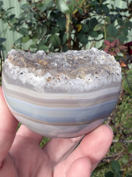 Banded Agate Druzy Sphere – 7.8cm | 475g