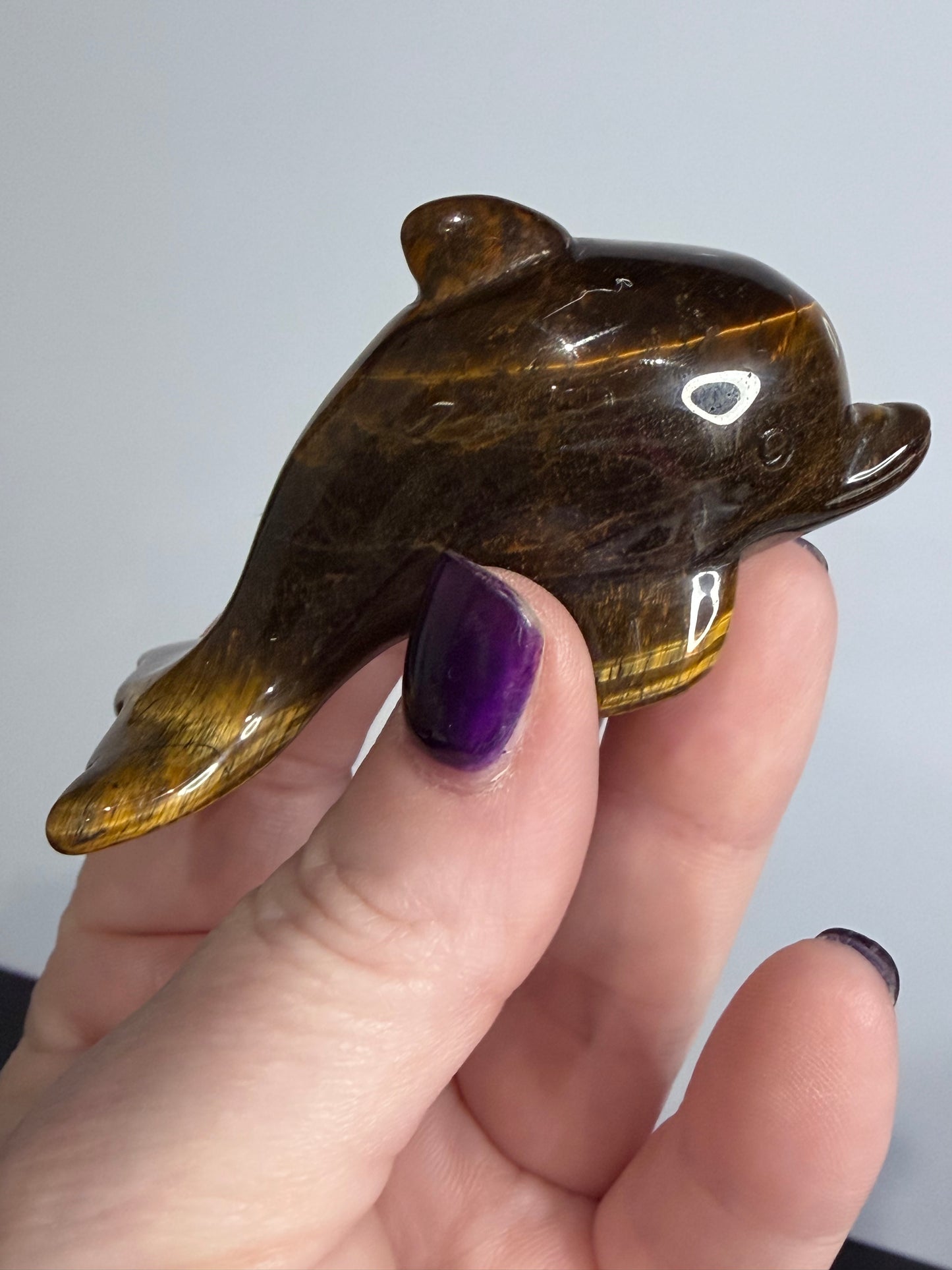 Tiger’s Eye Dolphin Carving