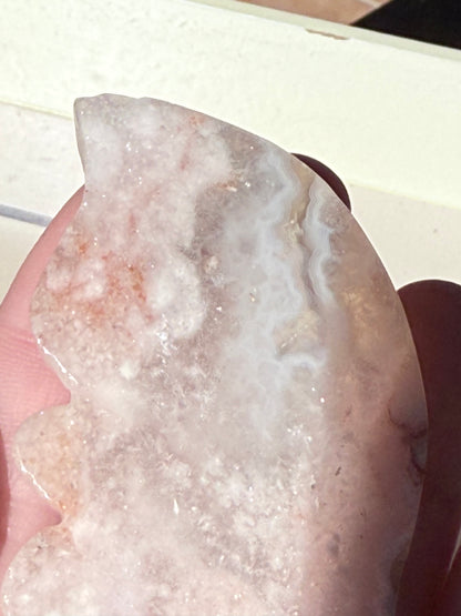 Flower Agate Butterfly on Gold Stand