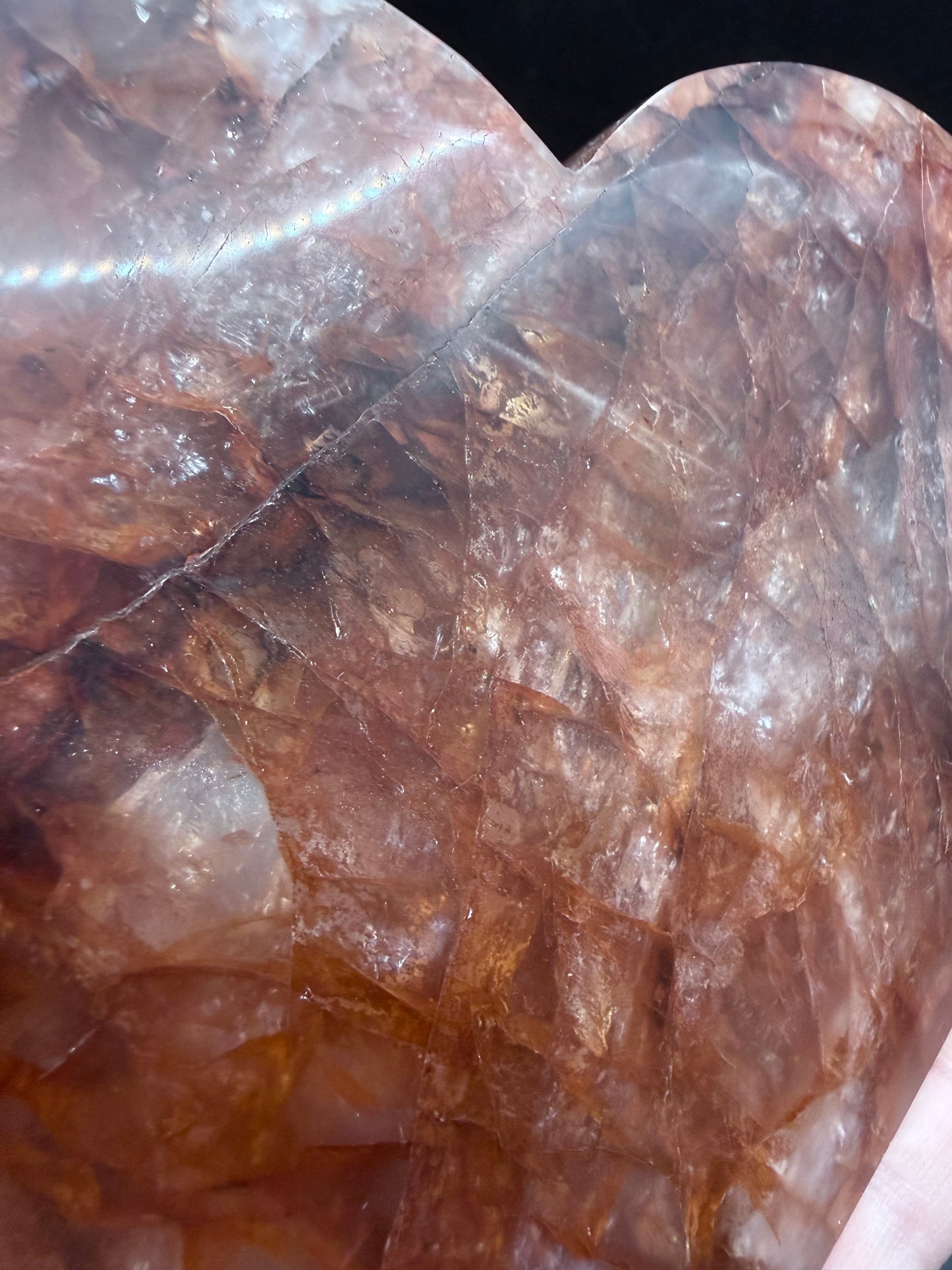 Fire Quartz Heart on Custom Stand