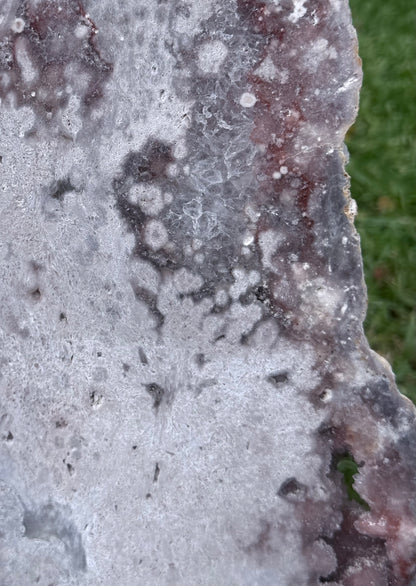 Large Botryoidal Pink Amethyst Druzy Slab on Stand – 3.2kg | 45cm Brazilian Statement Piece