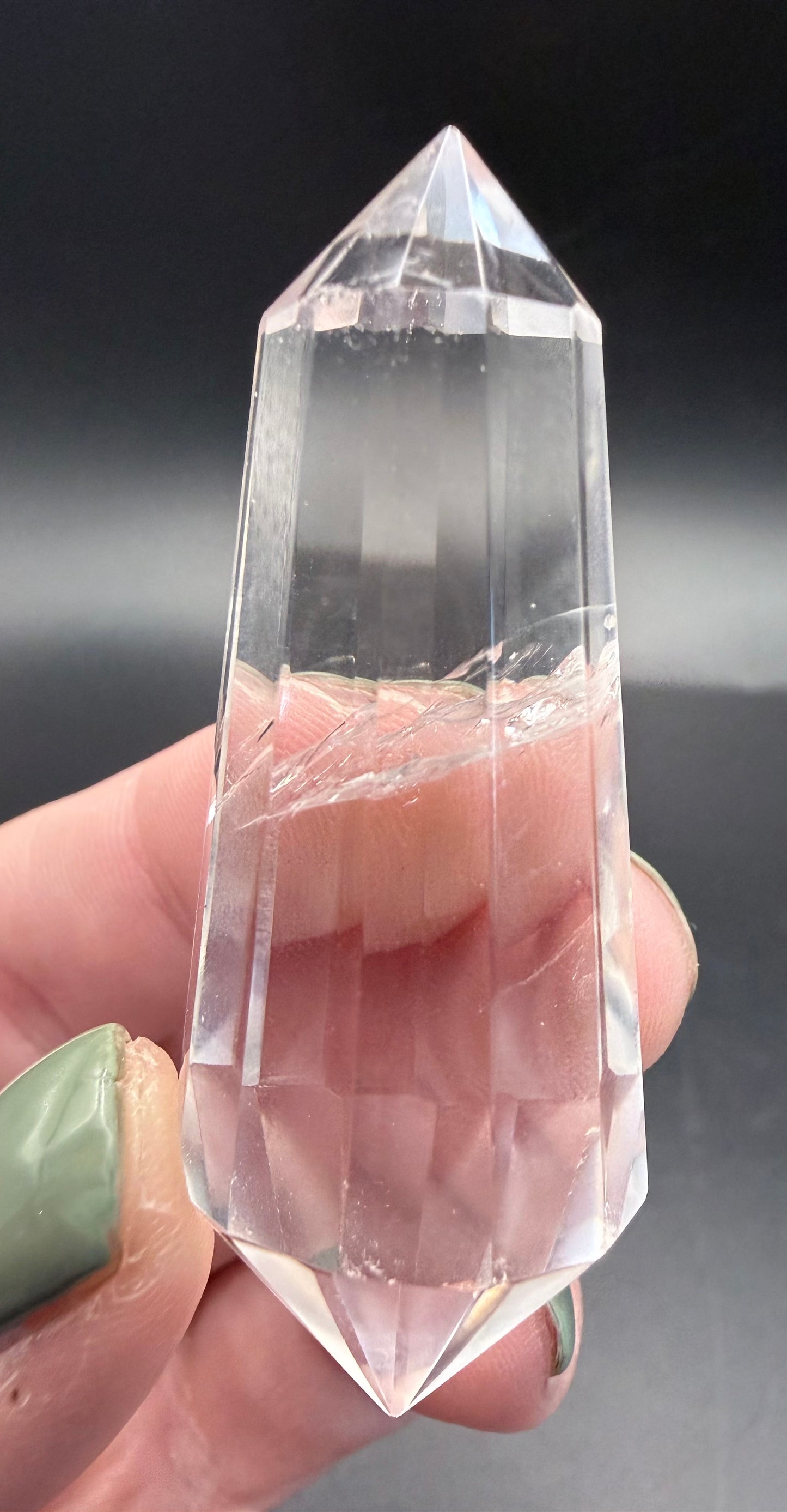 💎 Clear Quartz Phantom Vogel Wand – 38 g | 6.2 × 2.3 cm