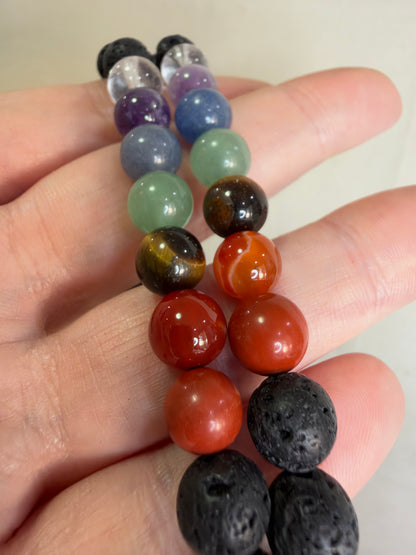 8mm Lava Stone Seven Chakra Bracelet