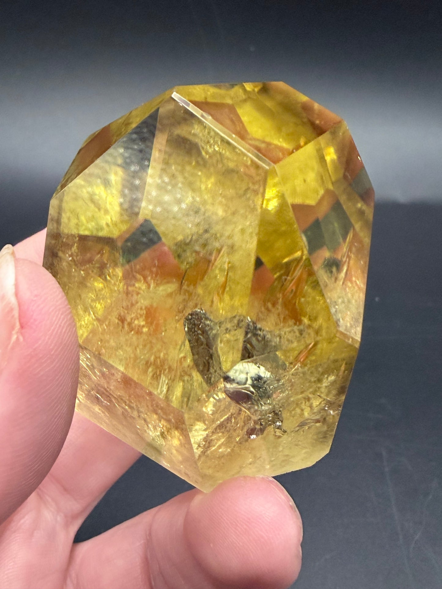 Golden Citrine Freeform — High Clarity with Rainbow Inclusions