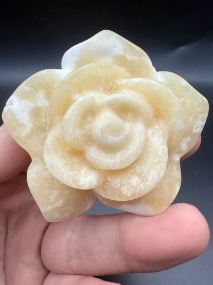 Carved Yellow Calcite Rose