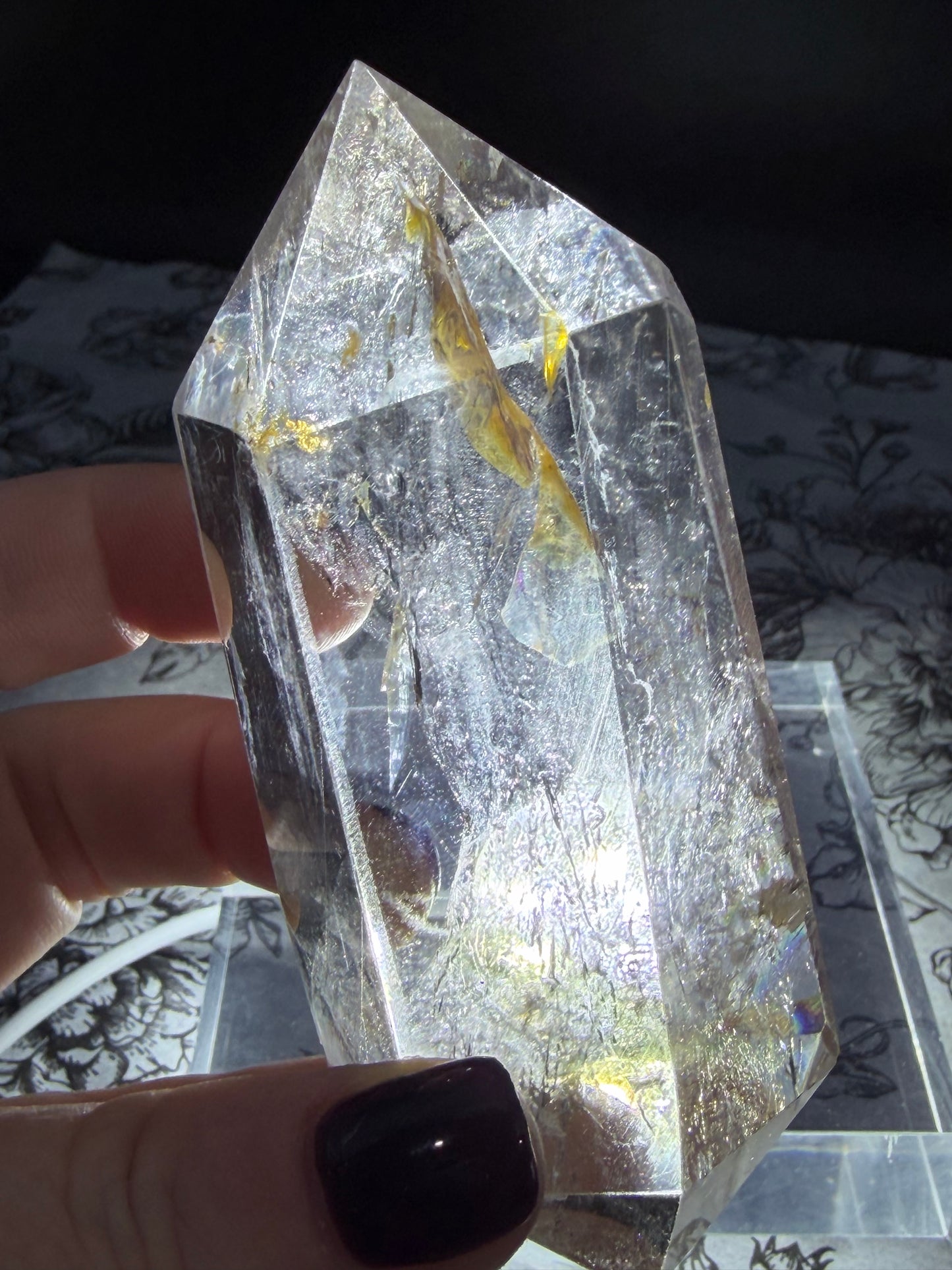 Clear Quartz Double Terminated Point with Golden Healer Inclusion (190g)