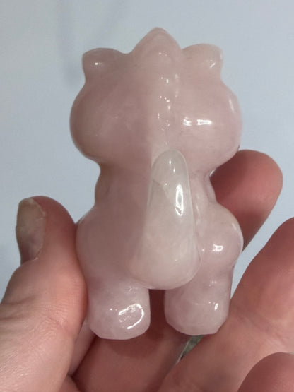 6cm T-Rex Rose Quartz Crystal Carving