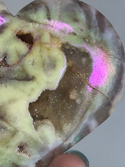 Aura-Coated Sphalerite Druzy Heart 230g | 8.8 × 8.2 cm