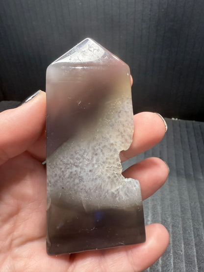 Black Druzy Agate Tower