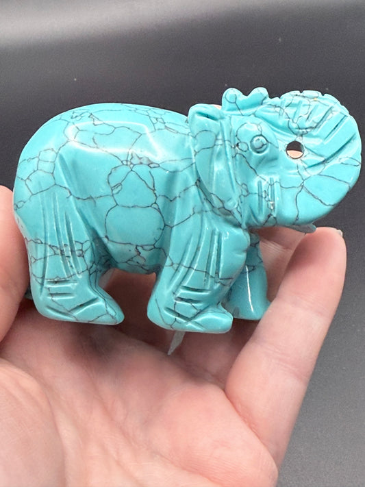Aqua Blue Howlite Elephant